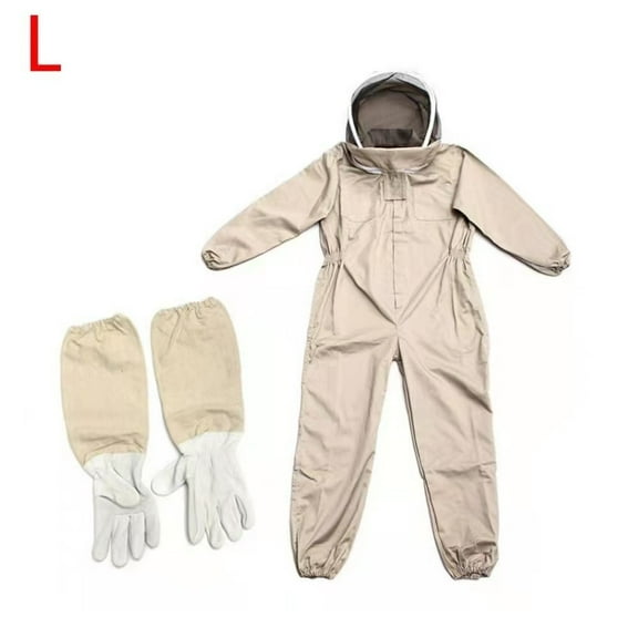 Bee Suit with Gloves, Bee Keeper Suit for Men Women Sting Proof Polyester Cotton Beekeeping Suit Beekeeping Protective Suits Beekeeper Suit Bee Keeper Gear Coveralls (L)