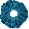 thumbnail image 3 of Velvet Scrunchies King Size Teal Blue XXL Plush Ponytail Holders Oversized Big Made in the USA, 3 of 7
