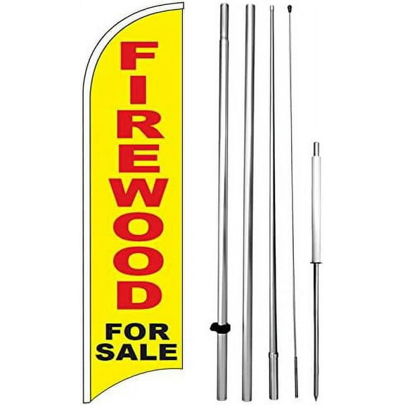 FIREWOOD For Sale Windless Swooper Flag Kit 15 Ft Tall Feather Banner Sign Yb-H