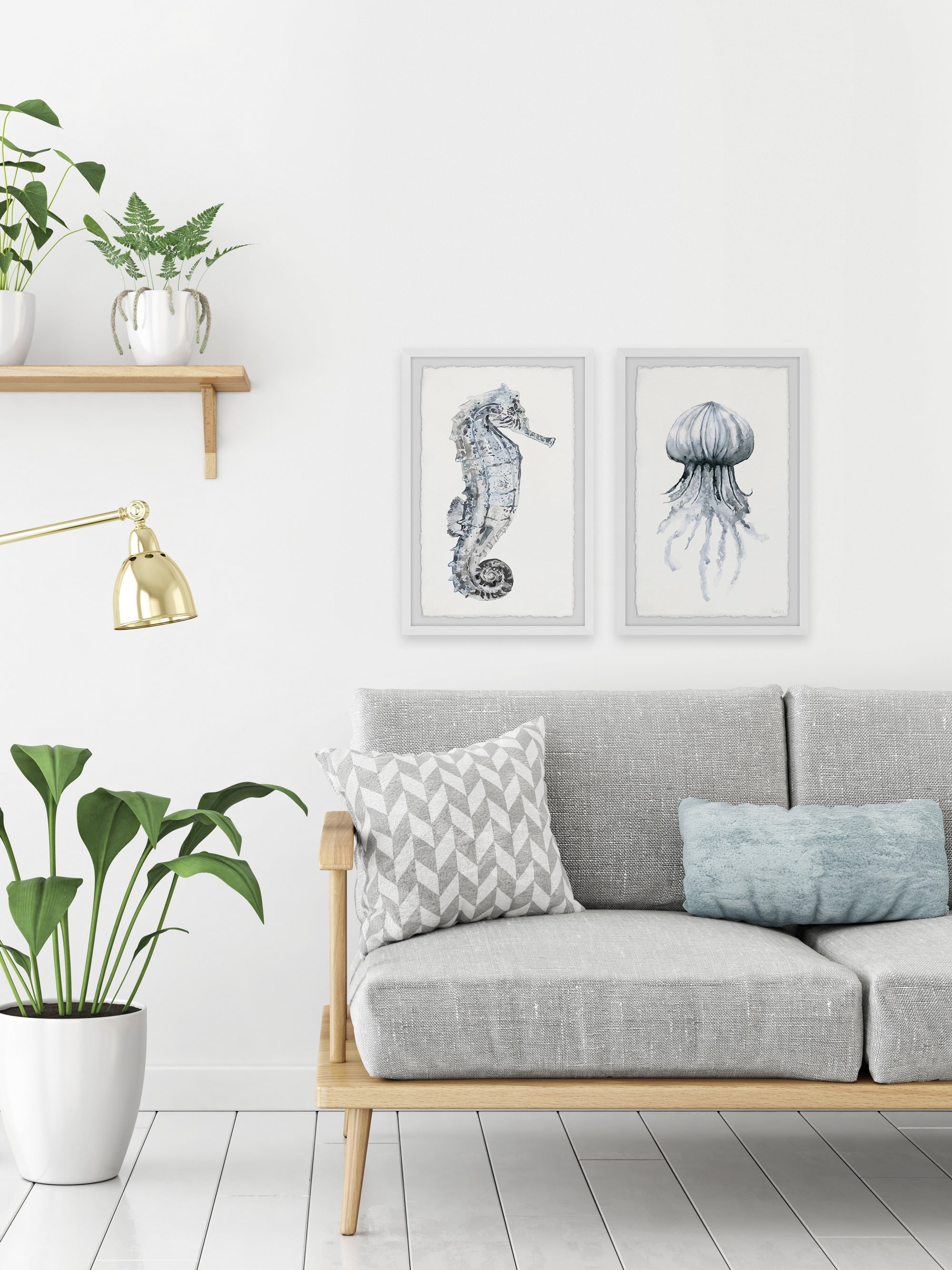 Parvez Taj Seahorse and Jellyfish Diptych