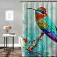 thumbnail image 2 of Orinice Bird Branch Sky Bathroom Decor Set with Hooks, Colorful Luxurious Graphic Print Polyester Fabric Fashion Shower Curtain for Bathroom, 100% Polyester, Home Bathtub Curtain Decoration 69x72, 2 of 7