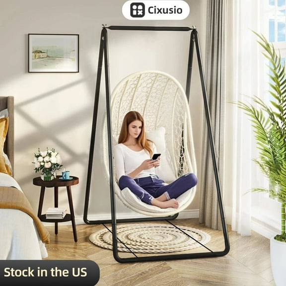 Cixusio Hammock Stand, Max Load 220lbs, Heavy Duty Hammock Chair Stand, A-Shaped Swing Chair Stand for Outdoor Indoor, Hammock Chair Not Include -Black