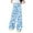 Blue, variant on RUTAYY Child Girls' Trousers Summer Puppy Print Ice Cream Silk Wide Leg Straight Pants With Elastic Waist Classic Versatile Pants, Yellow, 10-11 Years