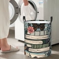 thumbnail image 4 of Picia Vintage Art Butterfly Flower Large Laundry Basket, Waterproof, Freestanding Laundry Hamper, Collapsible Tall Clothes Hamper with Extended Handles-Medium, 4 of 8