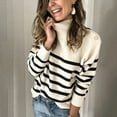 thumbnail image 3 of Qarigey Suéter de moda femenina elegante cálido cuello alto suéteres sueltos Casual Beige ropa mujeres niñas Otoño Invierno Prendas para la parte del cuerpo beis S, 3 of 6