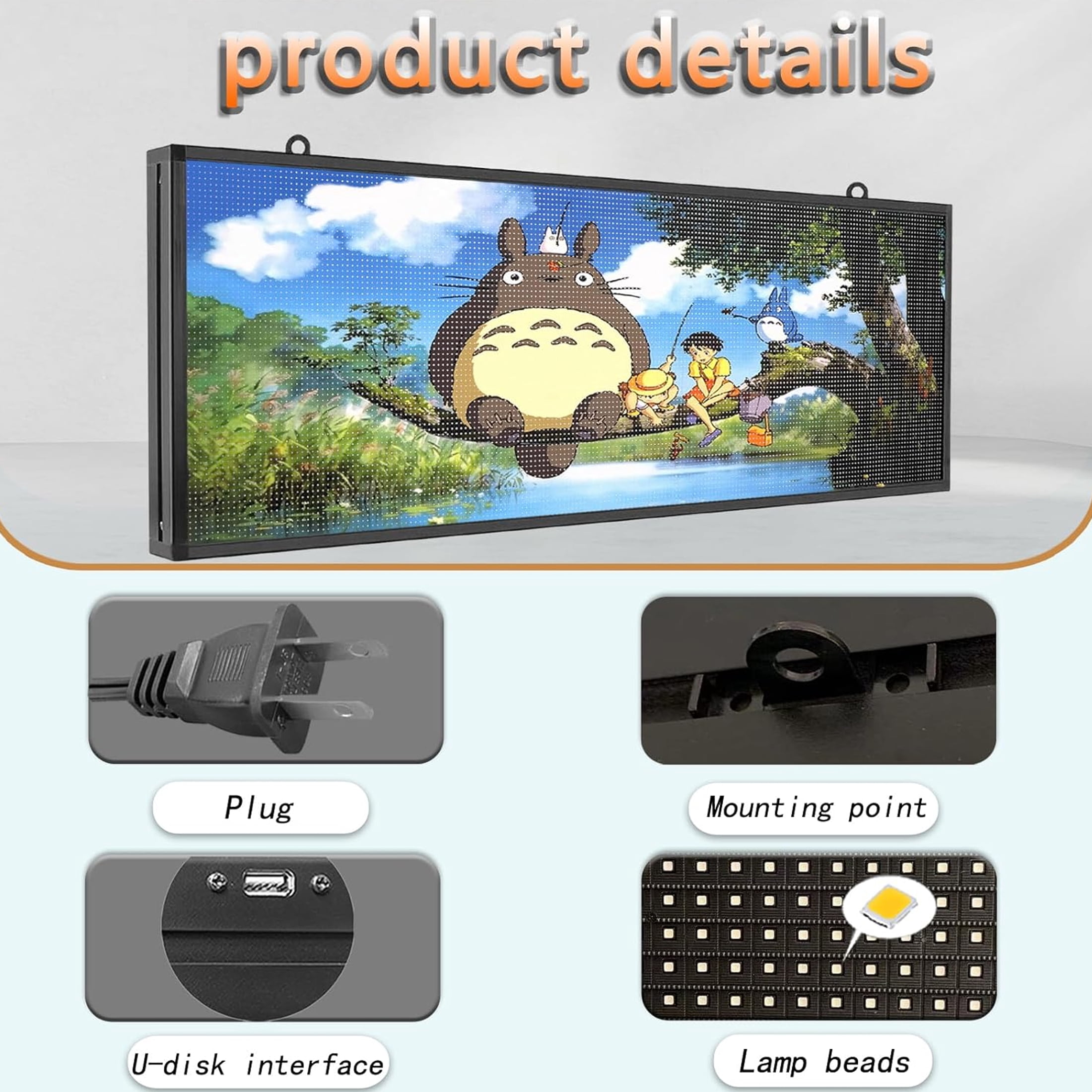 Outdoor LED Digital Signs Display WiFi Control With High Brightness Scrolling LED Sign Programmable for Store Business Board (Full Color P5 39x14 inch)