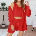 thumbnail image 2 of Uaswgudfs Women's 3 Piece Fuzzy Plush Loungewear Set Fluffy Pajama Sleepwear Jacket Crop Top Shorts Cozy Comfortable Home Clothes Winter Soft Warm Pajama Set, 2 of 3