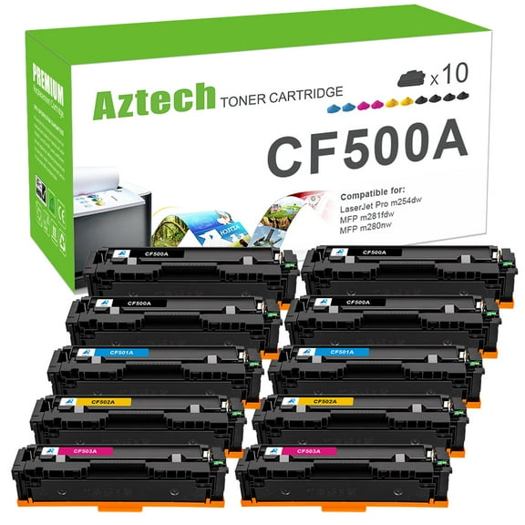 AAZTECH 10-Pack Compatible Toner Cartridge Replacement for HP 202A CF500A CF501A CF502A CF503A Printer Ink (4* Black, 2* Cyan, 2* Yellow, 2* Magenta)