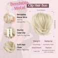 thumbnail image 2 of Messy Bun Hair Piece, Claw Clip in Straight Hair Bun 9 Inch Short Ponytail Extension with Bendable Metal Wire Hair Pieces for Women Fake Pony DIY Styles - Medium Brown with Blonde Highlights, 2 of 13