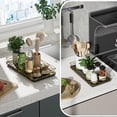 thumbnail image 5 of Toilet Paper Basket Holder, 13" Toilet Tank Tray, Wood and Metal Toilet Tray Vanity Organizer Bathroom Tray, Kitchen Sink Organizer for Soap Dispenser (Black + Gold), 5 of 8