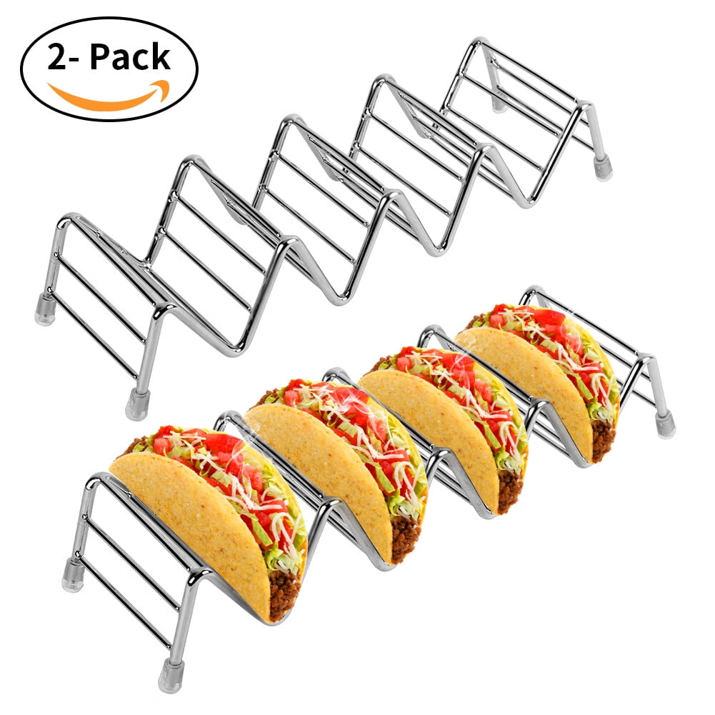 1 Mat Rack Holds Up to 3 Tacos Each Cartoon Animal Style Taco Truck 1 Tong Stylish Stainless Steel Taco Tray for Kids Taco Tuesday Birthday & Dino Party Volterin Snails Taco Holder Stands Shell 