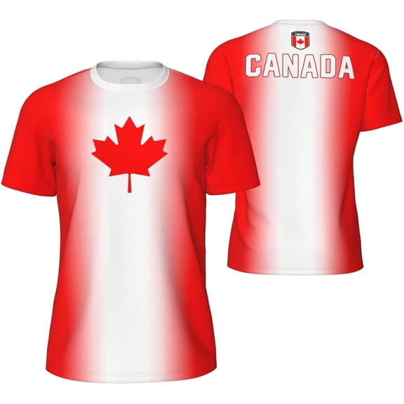 Canada Flag Gradation T-Shirt Sports Jerseys for Running Soccer Tennis Fitness
