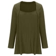 thumbnail image 5 of VNKIDY Plus Size Tops Autumn Winter Plus Size Knitted Ribbed Brushed Square Neck Long Sleeve Solid Color Casual Basic Shirt Blouse Classic Tops, 5 of 6