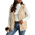 thumbnail image 2 of Diufon Hoodie Vest Jackets for Women Plus Size Drawstring Button Down Sleeveless Sweatshirt Jacket Hooded Outerwear with Pockets, 2 of 6