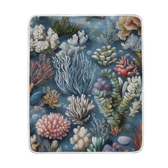 Yayeee Throw Blanket for Couch Soft Warm 50" x 60" Sofa Chair Bed Decoration, Sea Plants Pattern