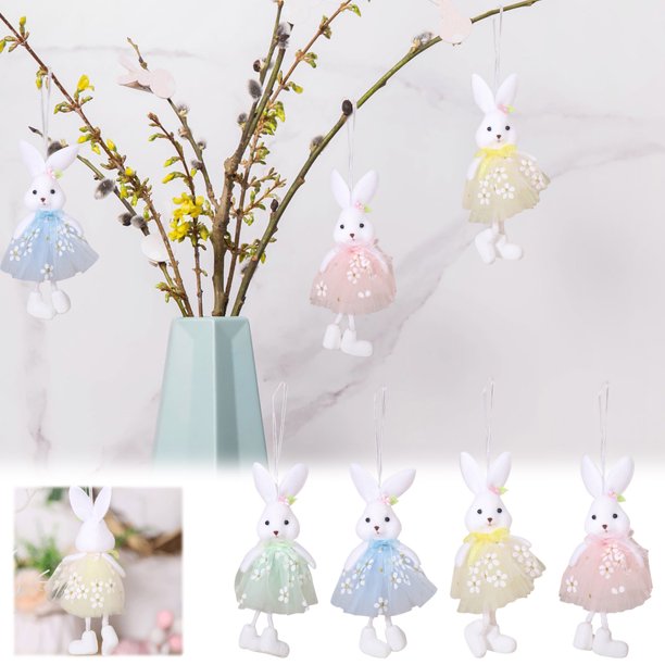 Adorno colgante de árbol de conejo de Pascua - Decoración suave para colgar en casa, coche o llavero - Decoraciones navideñas festivas
