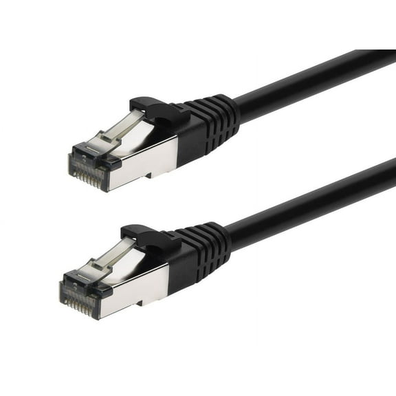 Monoprice Cat8 Patch Cable - 25 Feet - Black | Double Shielded (S/FTP), 28AWG, 2GHz, 40G, Pure Bare Copper, Snagless RJ45, Ethernet Cable
