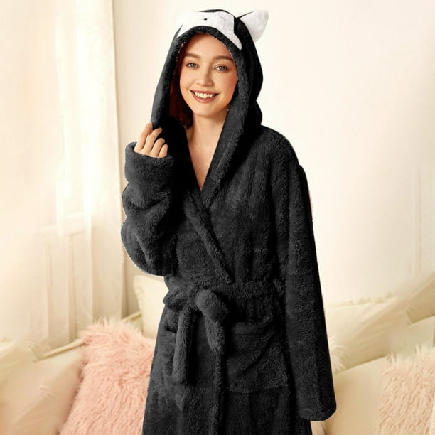 Kcodviy Peignoir de Bain Femme Double Poche 3D Serviette Matériau