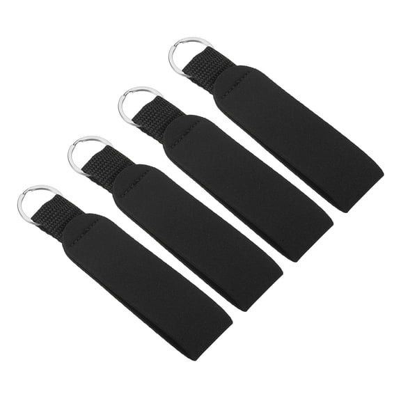 Uxcell Neoprene Wristlet Keychain Waterproof Sublimation Lanyard Hand Wrist Lanyard Keychain 4 Pcs Black
