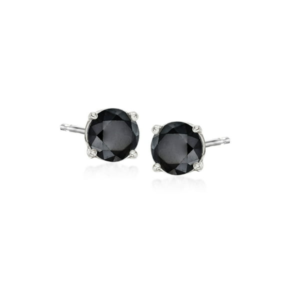 Ross-Simons 1.00 ct. t.w. Black Diamond Stud Earrings in Sterling Silver, Women's, Adult