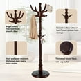thumbnail image 5 of Wooden coat rack freestanding, 11 Hooks Coat racks stand for Entryway, Adjustable Height Coat Tree for Hats, jacket, Handbags, Vintage heavy duty coat rack, 5 of 7