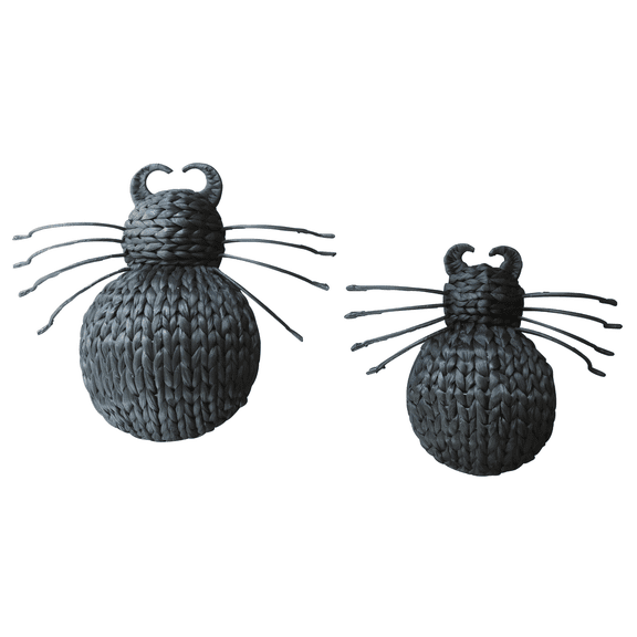 Set of 2 Handwoven Black Spider Wall Decor with Curled Horn Detail – Halloween Accent Art