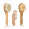 thumbnail image 1 of Baby Hair Brush - Natural Wooden Cradle Cap Brush with Soft Goat Bristle - Baby Brush Set for Newborns - Toddler Comb - Perfect Scalp Grooming Product for Infant, Toddler, Kids, 1 of 5