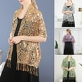 thumbnail image 2 of Huanledash Shawl Comfortable Long Elegant Lightweight Polyester Sequin Glitter Evening Dress Shawl for Dating, 2 of 8