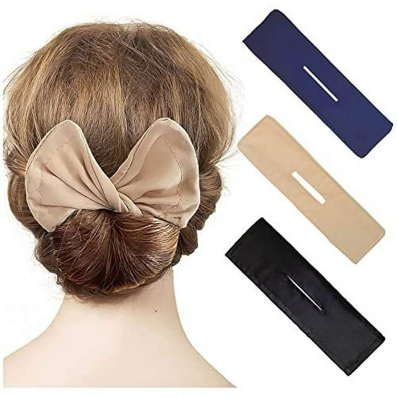 3 Pieces Hair Bun Maker Deft Bun for Hair Twister, Flexible Donut Hair Bun, Lazy Hair Curler Bun Clips, Fashion French Hairstyle, Hair Accessories for Women & Girls Kids (Black, Navy, Khaki)