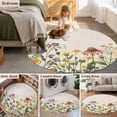 thumbnail image 5 of Round Rug 4Ft Washable Non-Slip, Spring Floral Circle Area Rugs for Living Room Bedroom, Yellow Flowers Pastoral Botanical Rustic Indoor Floor Mats Carpet Runner for Home Decor Aesthetic, 5 of 8