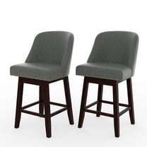 Tolead 26"Upholstered Swivel Bar Stools with Wood Legs, Bar Chairs for Home and Bar - Set of 2,Gray