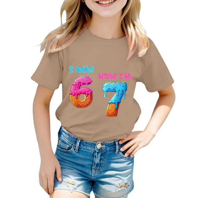 Girls Tops and Tees for Everyday Wear – Children's Phrase Print Soft Casual Tee for Spring and Autumn