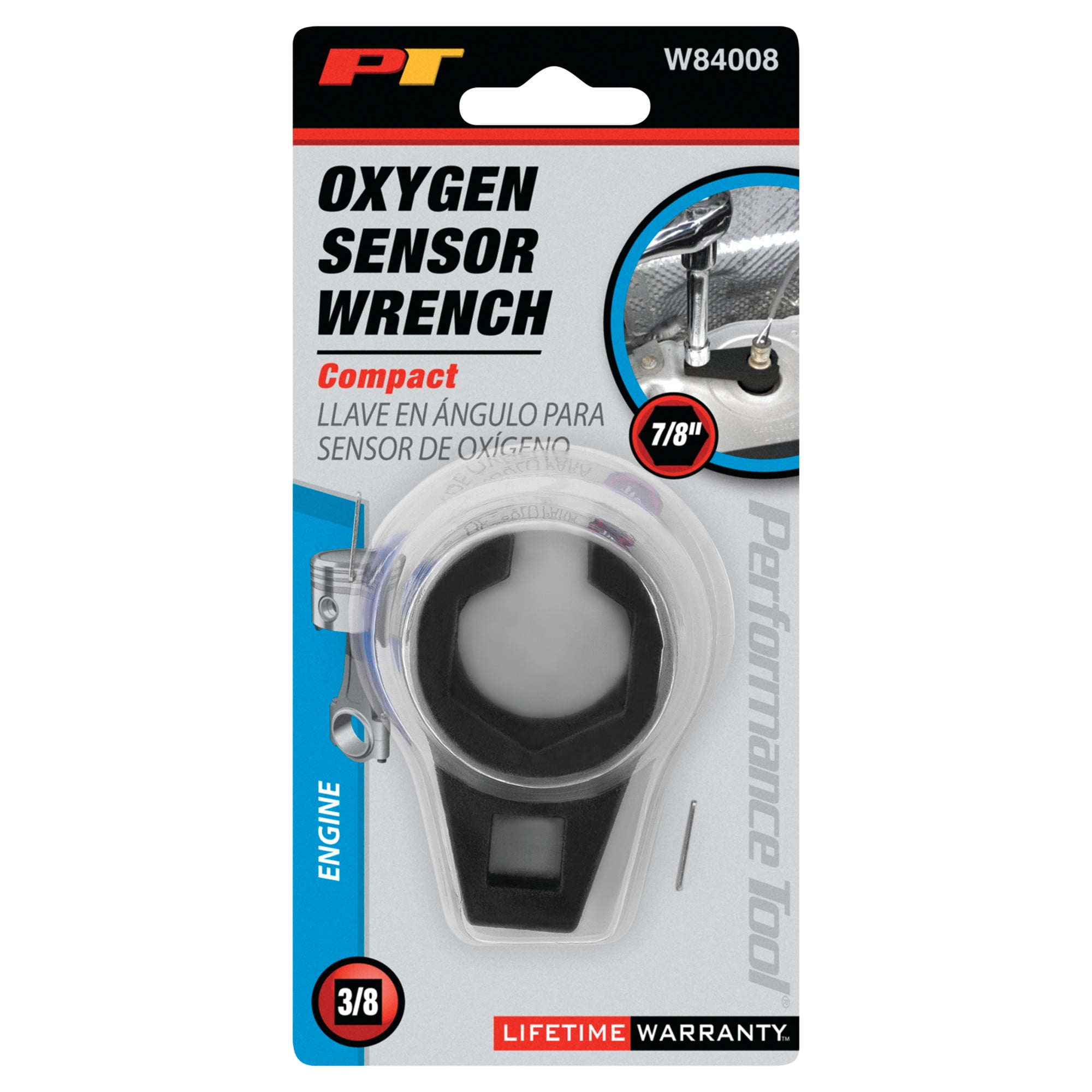 Performance Tool W84008 Compact Oxygen Sensor Socket for Precise and Easy Removal, 3/8-Inch Drive, 7/8-Inch (22mm) Offset Design
