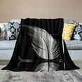 Creowell Feather BlackandWhite Reflection Soft Cozy Printed Blanket