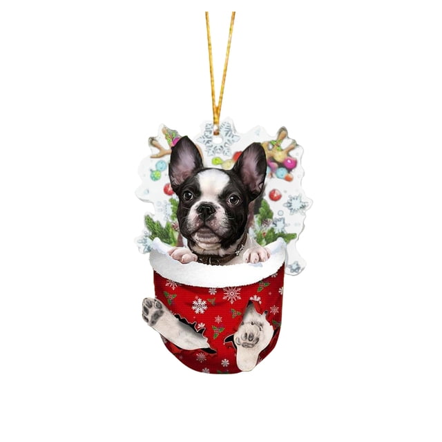 985 Colgante de perro para árbol de Navidad, decoración para perros, colgante de acrílico, decoración