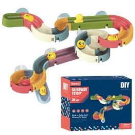 Ekiwen 340pcs Baby Duck Slide Bath Toys Set Diy Race Run Assembling Track Bathtub Water Toy Yellow