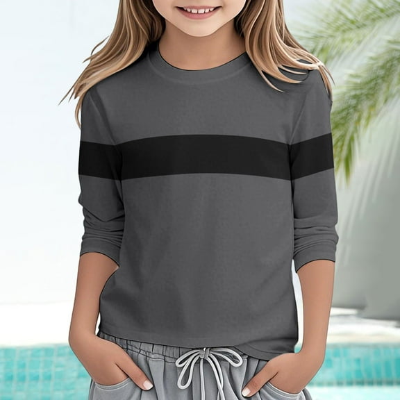 Boys T Shirts Dark Gray Long Sleeve Shirt Boys Crewneck T-Shirts Fall Tops Tees Cotton Kids Sweatshirt 9-10 Years Girls Clothes