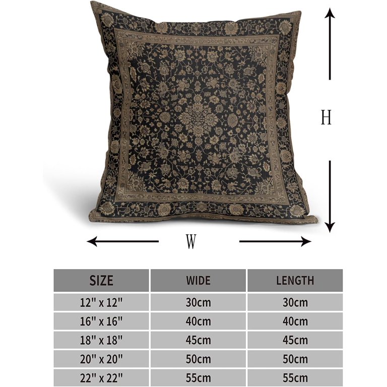 Aportt Antique Persian Tabriz Rug Print Pillow Covers - Set Of 2, 20x20 Inches, Cotton Linen Blend, Hidden Zipper, Decorative For Sofa & Bed