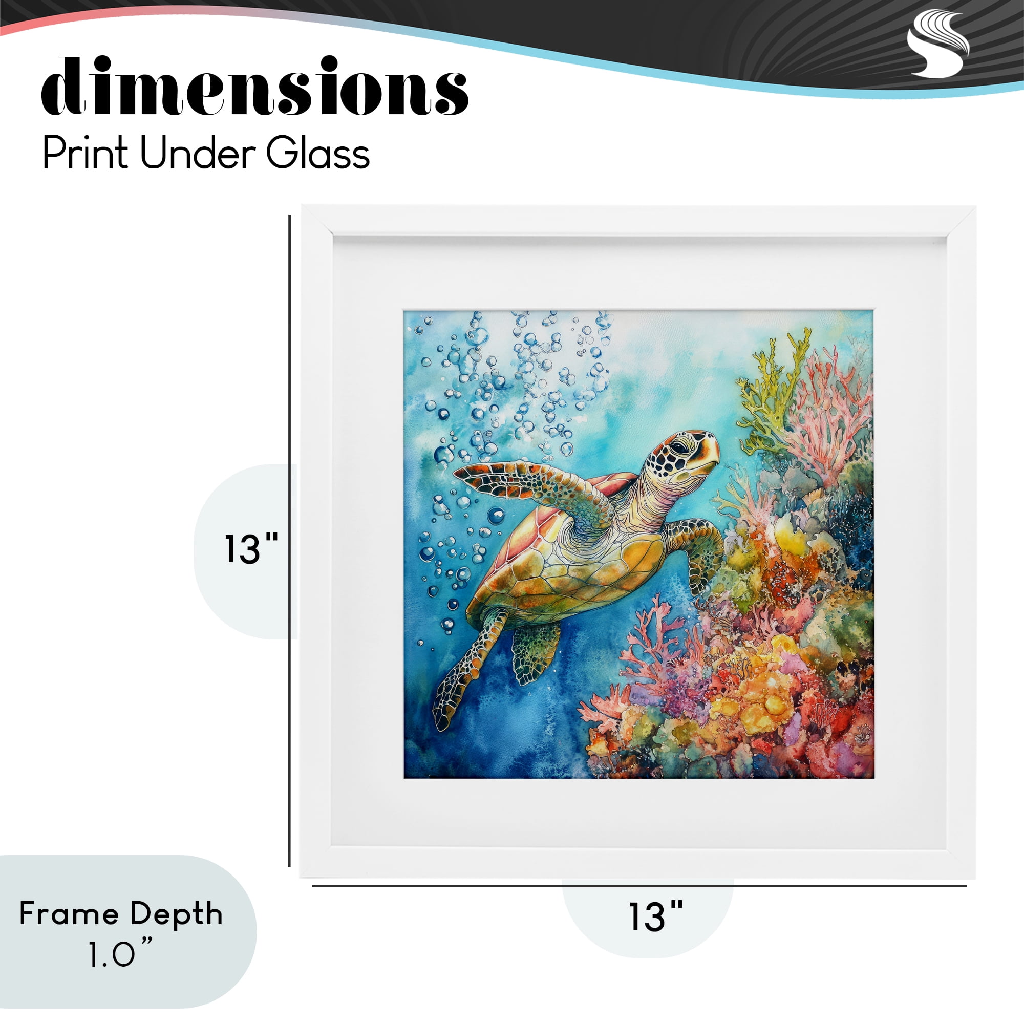 Stupell Industries Underwater Sea Turtle Bubbles White Framed Print Under Glass, design by Tina LeCour