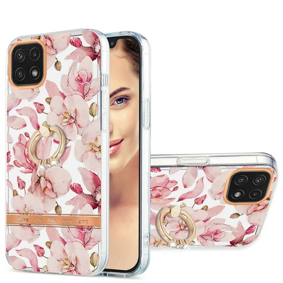 For Samsung Galaxy A22 5G Ring IMD Flowers TPU Phone Case