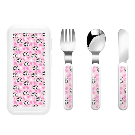 

Daiia Funny Panda Draws A Heart for Stainless Steel Kids Silverware Set - Children’s Utensil Set - Children s Knife Fork And Spoon Set - Metal Kids Cutlery Set