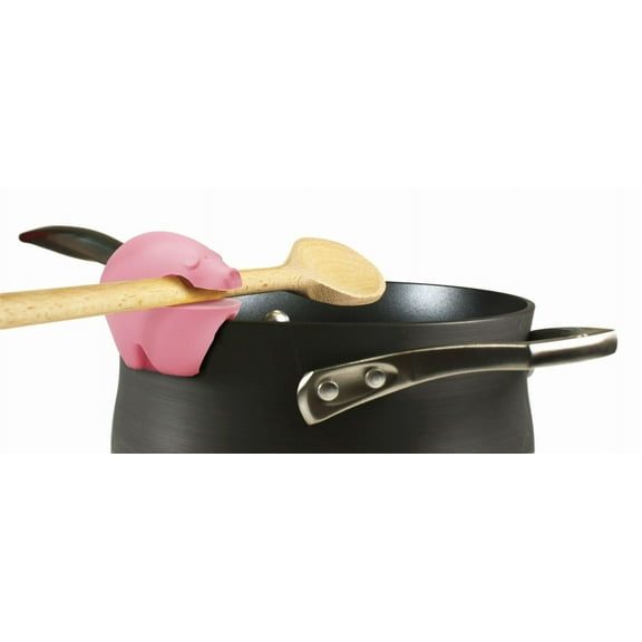 Fox Run Silicone Pig Spoon Rest Utensil Ladle Spatula Holder Pot Pan Clip 6480