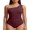 Dark Red, variant on Asoul Womens Ribbed One Piece Swimsuit One Shoulder Scalloped Bathing Suits for Womens Tummy Control Monokini Swimwear
