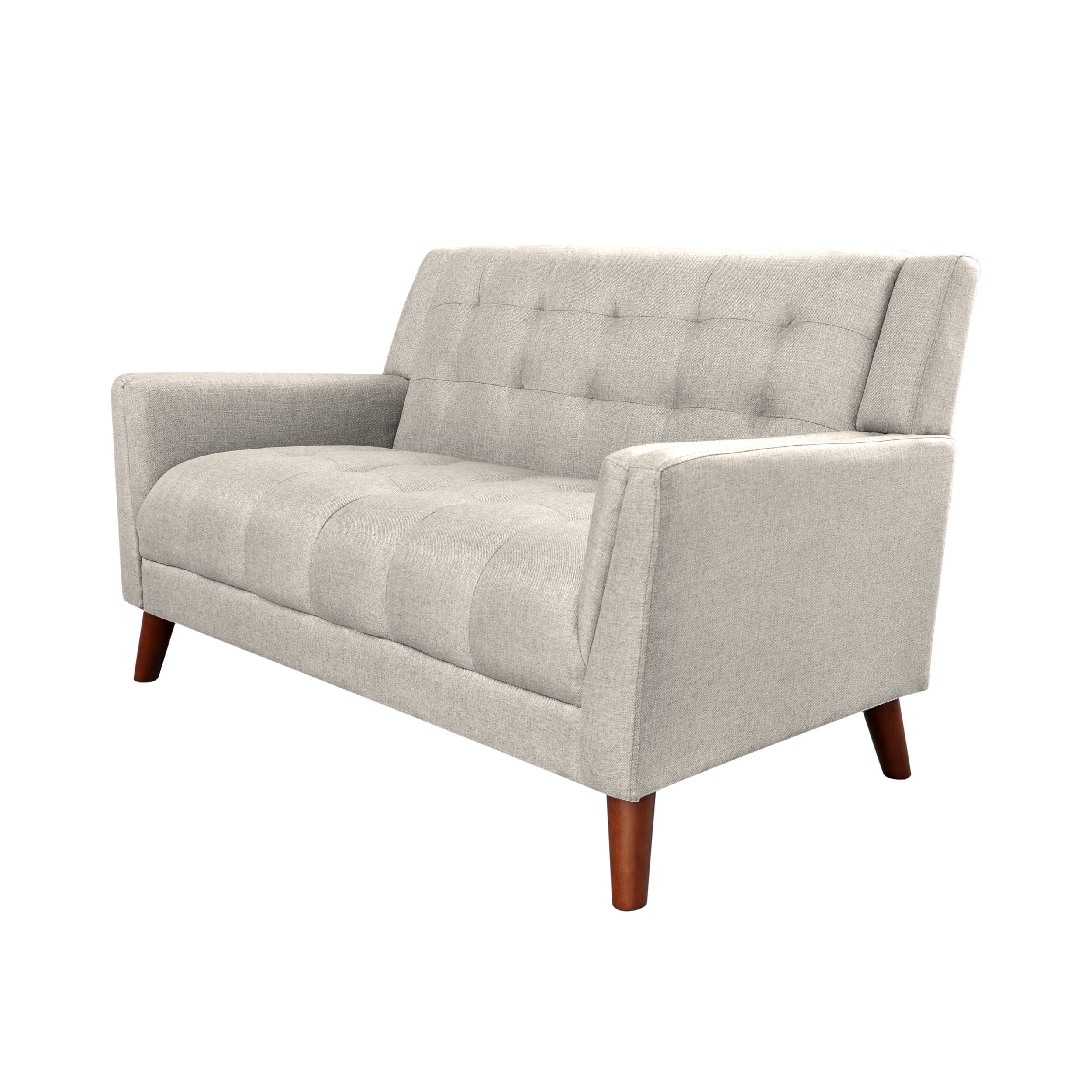 Noble House Laiah Mid Century Modern Fabric Tufted Loveseat, Beige