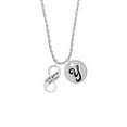 thumbnail image 2 of Delight Jewelry Silvertone God Gave Me You Infinity Sign Silvertone Script Initial Disc - Y - Charm Necklace, 20"+3", 2 of 4