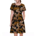 thumbnail image 1 of Balery Leopard Print Vestidos sueltos de manga corta para mujer, vestidos de verano 2025, vestidos casuales de corte A con vuelo., 1 of 6
