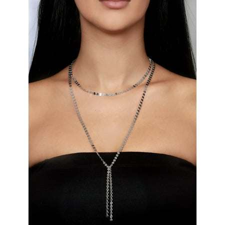 Long Lariat - Serafina Sterling Silver Disk Long Lariat Necklace