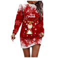 thumbnail image 1 of Wyzesi Robes Roses Grande Taille avec Manches Robe Chandail de Noël Imprimée pour Femme Col Rond Manches Longues Ample Sans Capuche Robe Décontractée Pyjama de Noël Costume, 1 of 5