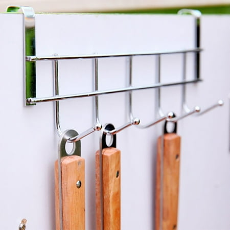 

(1X5 Hole Hook) Yuseik #C03Sp# Cabinet Door Back 5 Hooks Household Hook Steel Door Hanger 5 Loop Stainless Clothes Bathroom Hooks Organizer Hanging Kitchen，Dining & Bar Clearance
