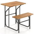 thumbnail image 4 of Unique One Side Acacia Wood Patio Table Bench Set Combineable for Picnic Leisure Black Natural 180 LBS Table 400 LBS Bench Capacity, 4 of 9